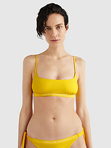 parte superior de bikini con logo tonal amarillo de mujer tommy hilfiger