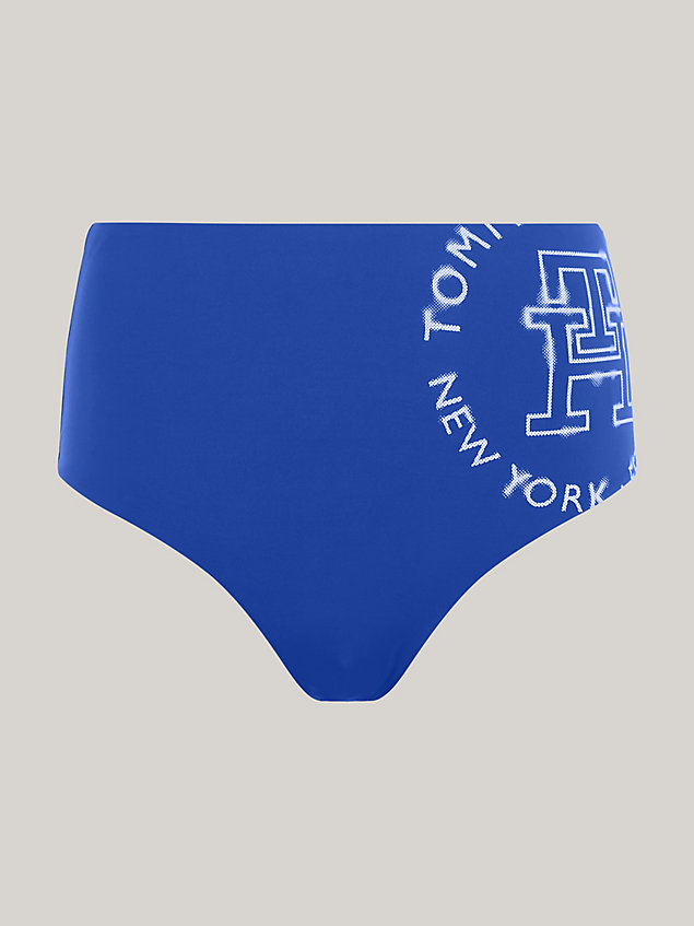 slip bikini a vita alta con logo hilfiger blue da donna tommy hilfiger