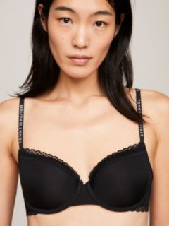 Tonal Lace Demi-Cup Bra — Black 4