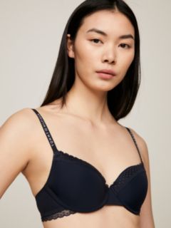 Tonal Lace Demi-Cup Bra — Blue 4