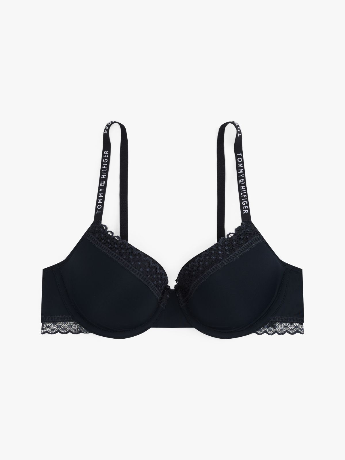 Tonal Lace Demi-Cup Bra — Blue