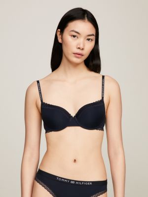 Tonal Lace Demi-Cup Bra, Blue