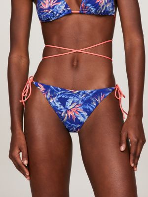 Side Tie Cheeky Fit Bikini Bottoms, Blue