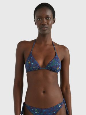 Haut de bikini triangle motif floral BLEU Tommy Hilfiger