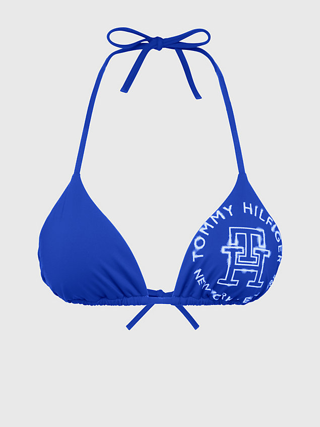 haut de bikini triangle à logo hilfiger blue pour femmes tommy hilfiger