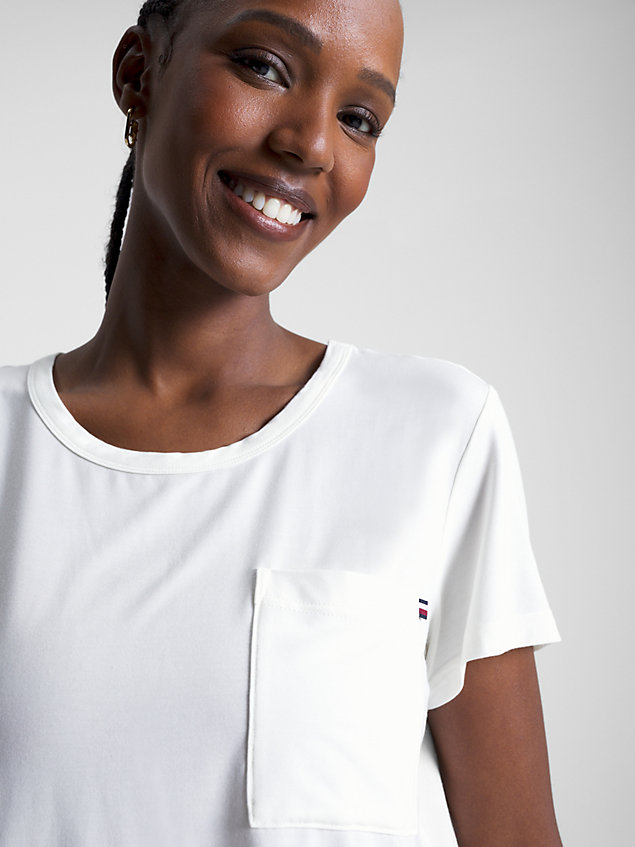 white signature tape lounge t-shirt for women tommy hilfiger