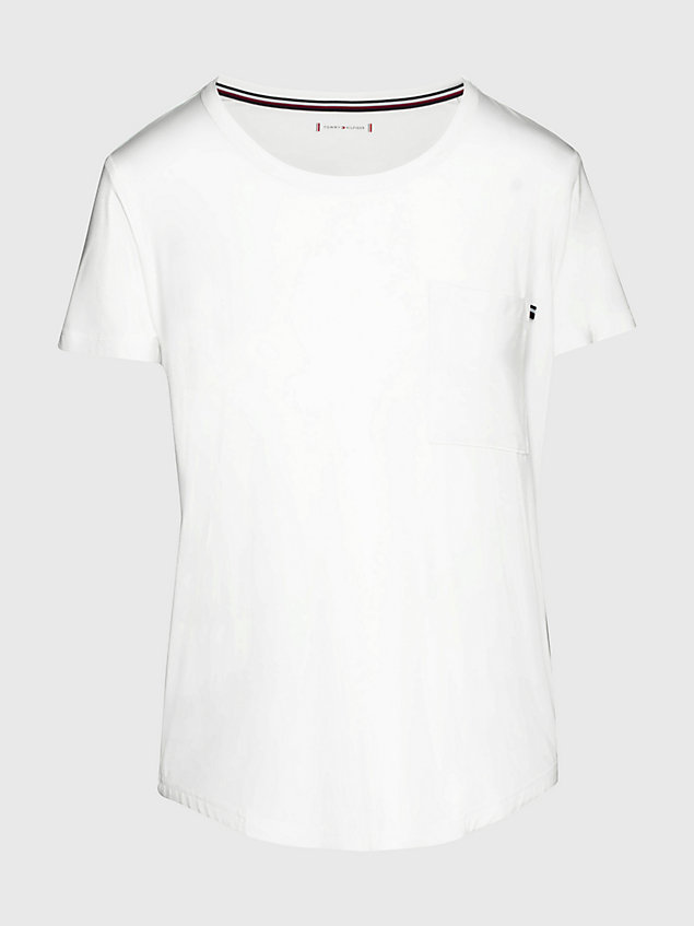 white t-shirt z sygnowaną tasiemką dla kobiety - tommy hilfiger