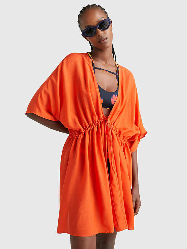 Tie Front Short Dress Cover Up | Orange | Tommy Hilfiger