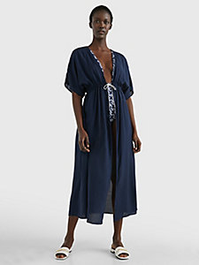 blue short sleeve maxi cover up for women tommy hilfiger