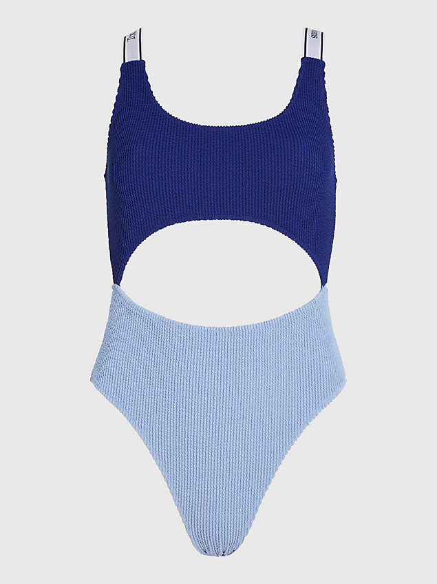 blue essential cutout one-piece swimsuit for women tommy jeans