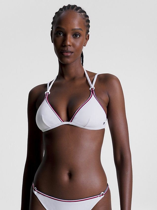 white global stripe strappy triangle bikini top for women tommy hilfiger
