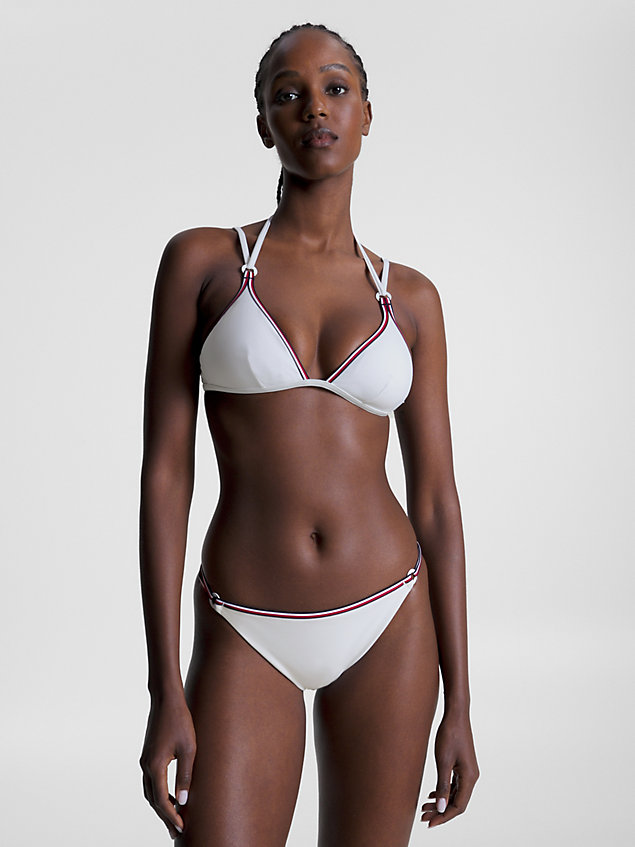 white bikinihose mit global-streifen für damen - tommy hilfiger
