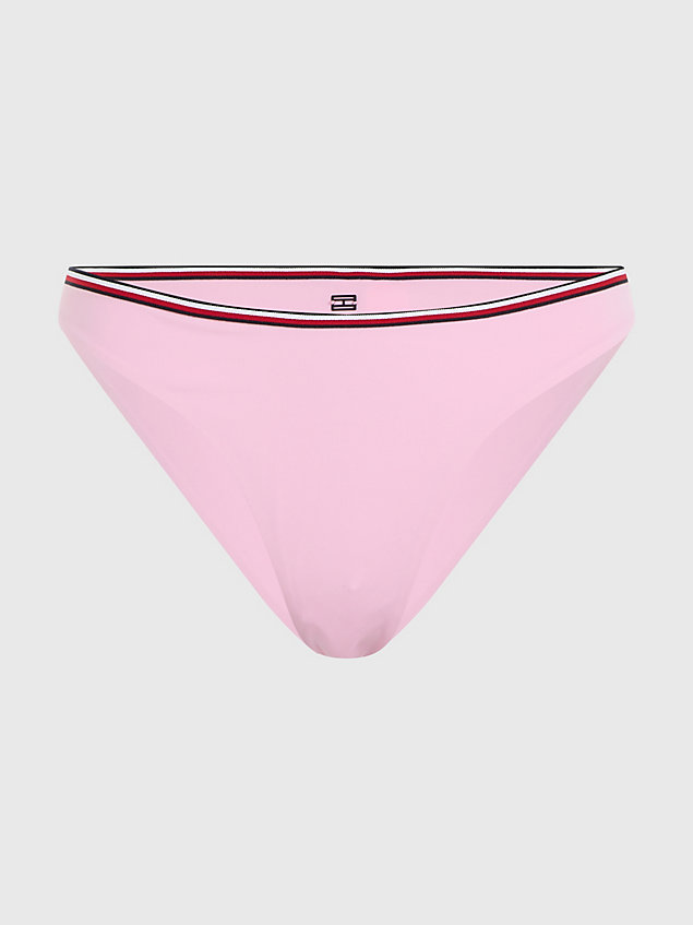 slip bikini global stripe con taglio a v pink da donna tommy hilfiger