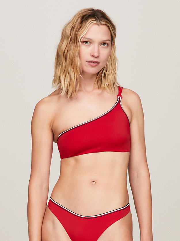 rot global stripe bandeau-bikinioberteil für damen - tommy hilfiger
