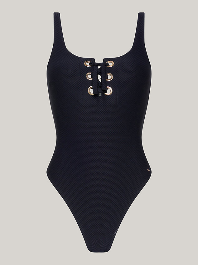 blue jednoczęściowy kostium kąpielowy resort dla kobiety - tommy hilfiger
