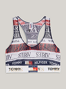 bralette tommy jeans x aries in rete con logo all over viola da donna tommy jeans