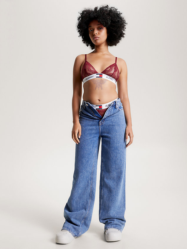 soutien-gorge triangle heritage non doublé red pour femmes tommy jeans