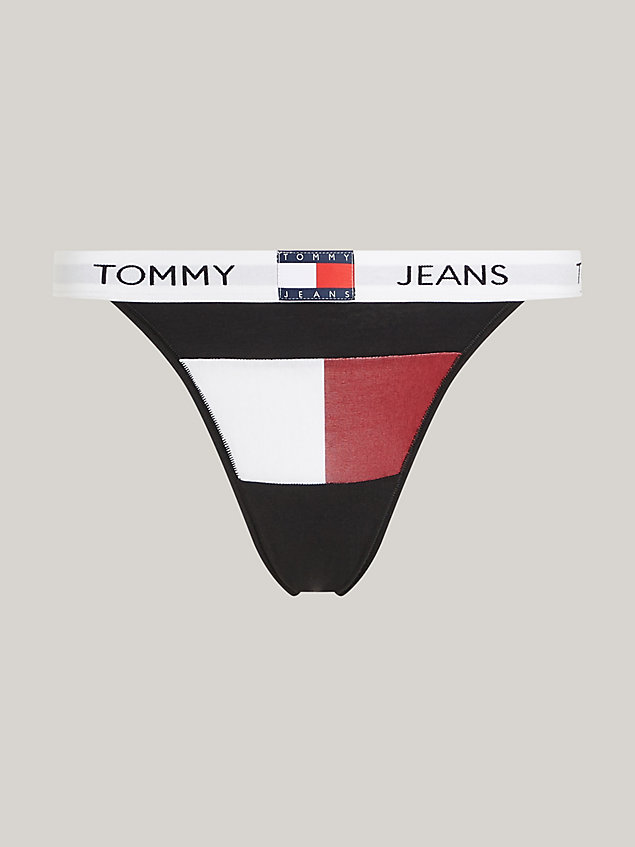 black heritage repeat logo tanga briefs for women tommy jeans