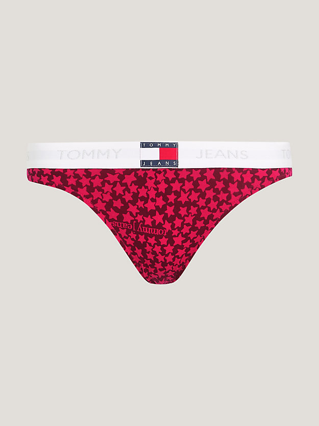 pink heritage print tonal logo thong for women tommy jeans