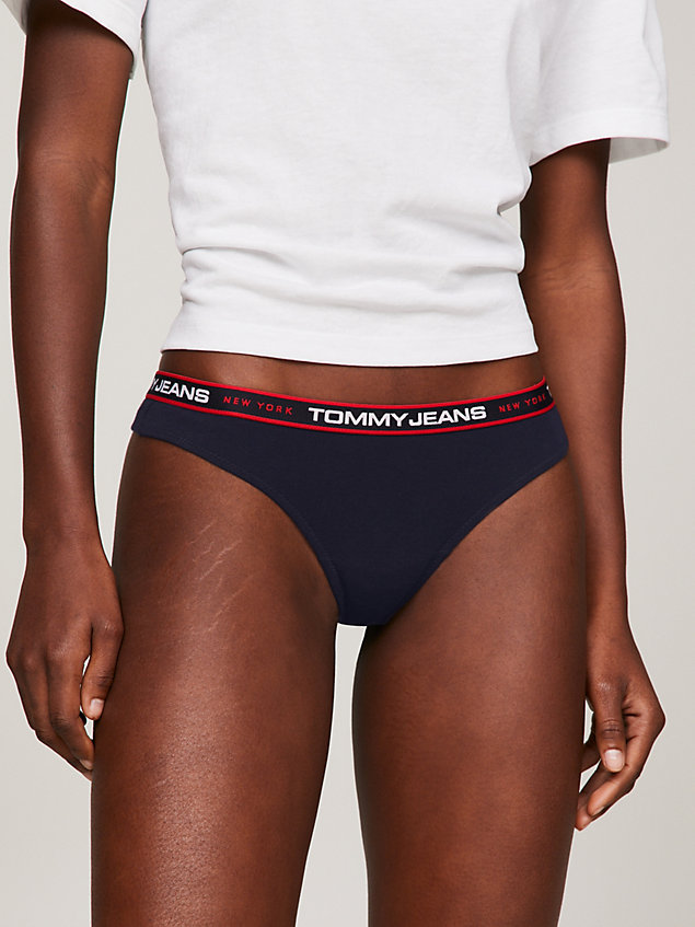 red 3-pack new york repeat logo thongs for women tommy jeans