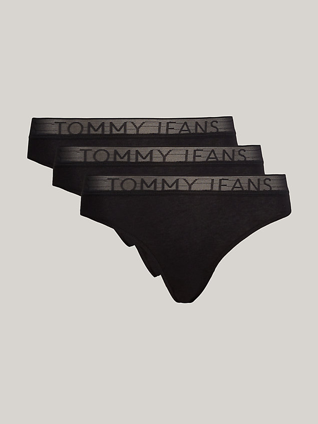 black 3-pack lace knit briefs for women tommy jeans