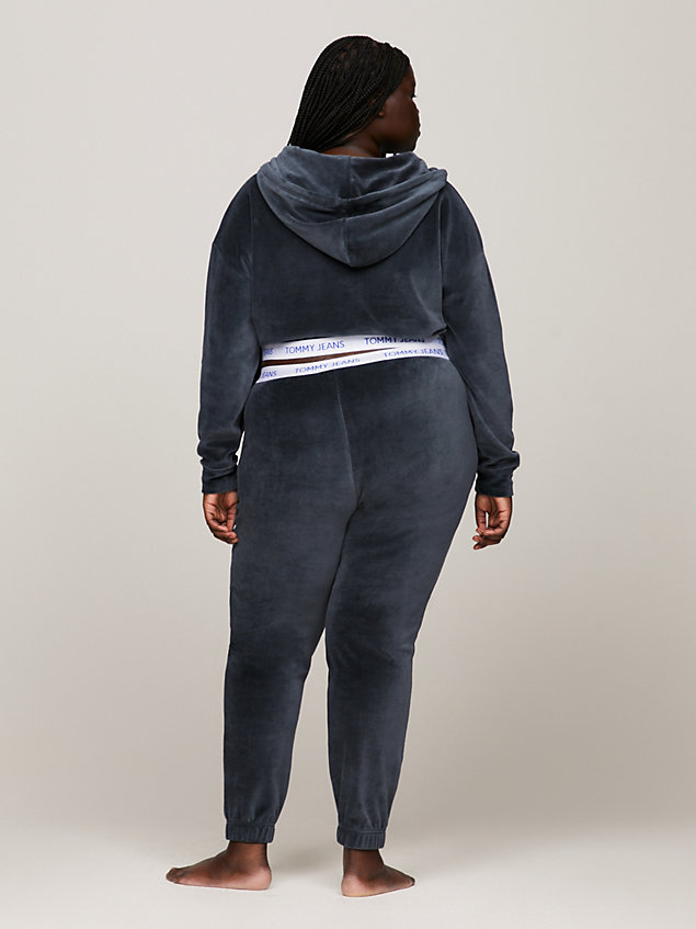 grey heritage velours-jogginghose mit logo für damen - tommy jeans