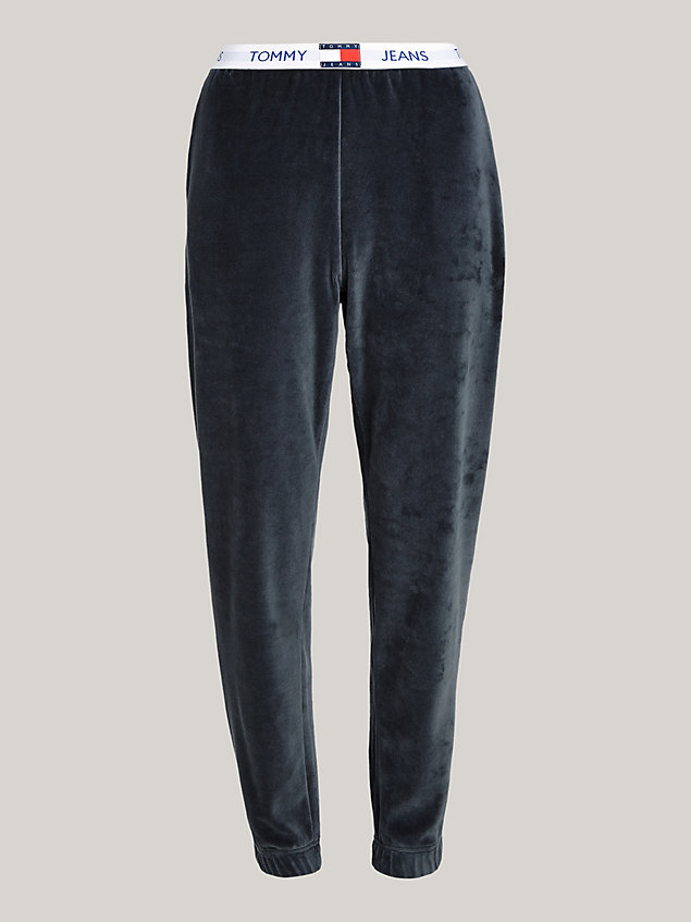 grey welurowe joggery z logo heritage dla kobiety - tommy jeans