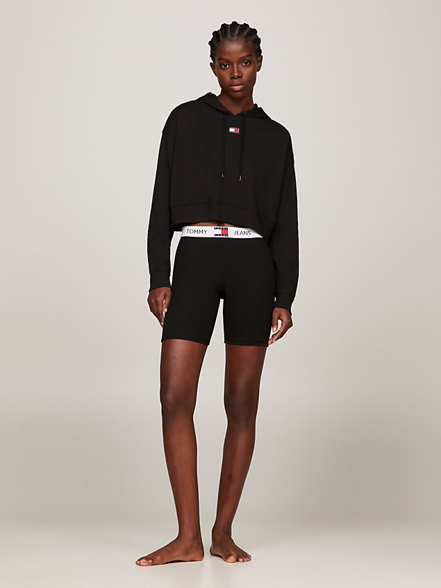 black heritage ribbed cycle shorts for women tommy jeans