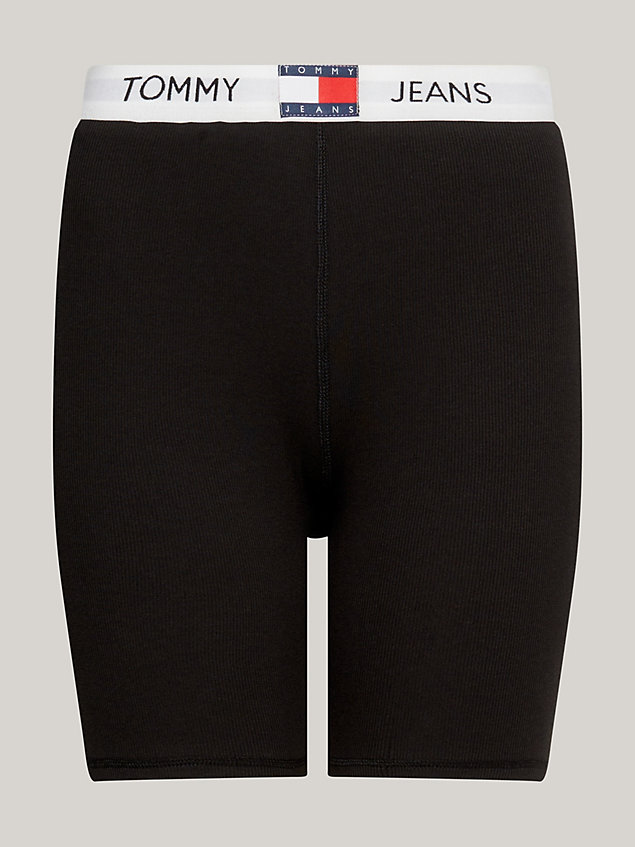 black prążkowane spodenki kolarskie heritage dla kobiety - tommy jeans
