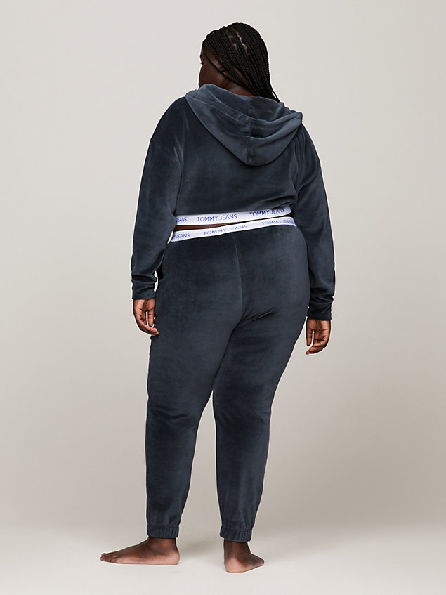 grey heritage cropped fit lounge-hoodie aus velours für damen - tommy jeans
