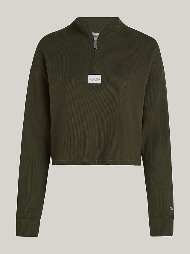 brown essential lounge-sweatshirt aus waffelstrick für damen - tommy jeans