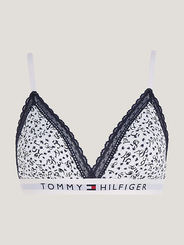 white th original lace trim unlined triangle bra for women tommy hilfiger