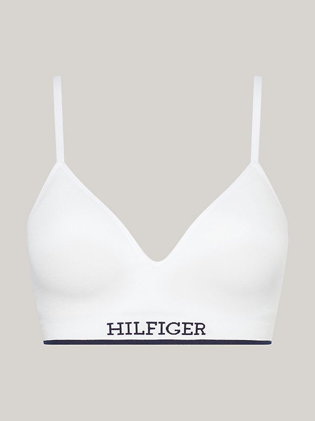 white hilfiger monotype seamless padded triangle bralette for women tommy hilfiger