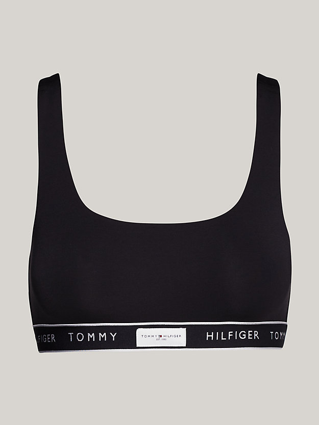 zwart th established bralette met ton-sur-ton logo voor dames - tommy hilfiger