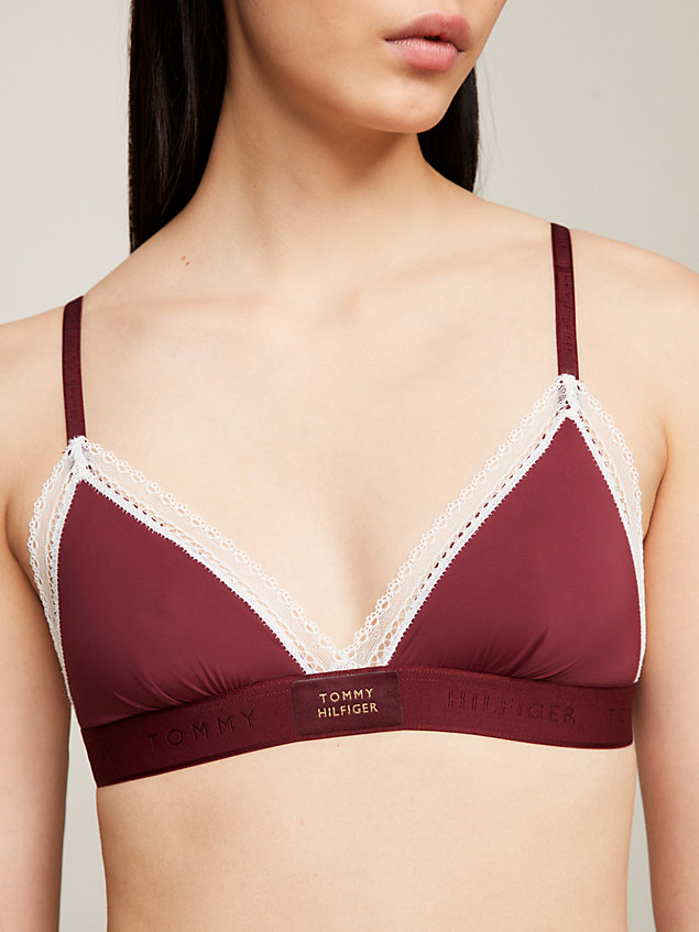 purple th established lace unlined triangle bra for women tommy hilfiger