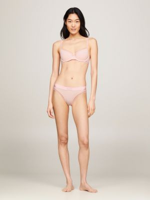 pink gepolsterter demi-cup-bh mit spitze und logo für damen - tommy hilfiger