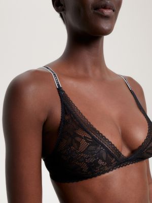 Floral Lace Unlined Bra in Black