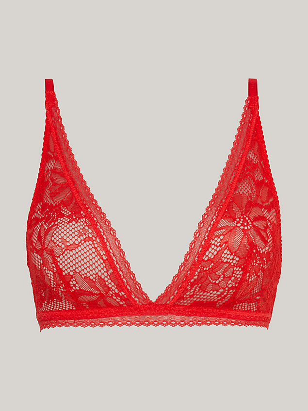 orange floral lace unlined triangle bra for women tommy hilfiger