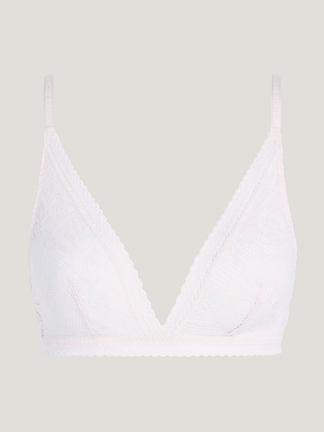 pink floral lace unlined triangle bra for women tommy hilfiger
