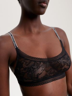 Bralette foulard sans armatures en dentelle florale Noir Daily Glam