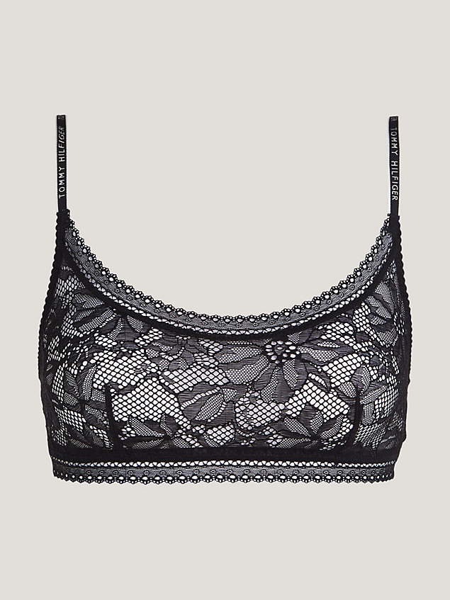 black floral lace unlined bralette for women tommy hilfiger