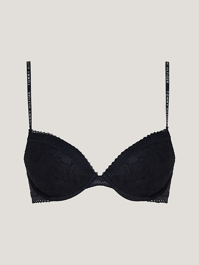 black floral lace padded push-up bra for women tommy hilfiger