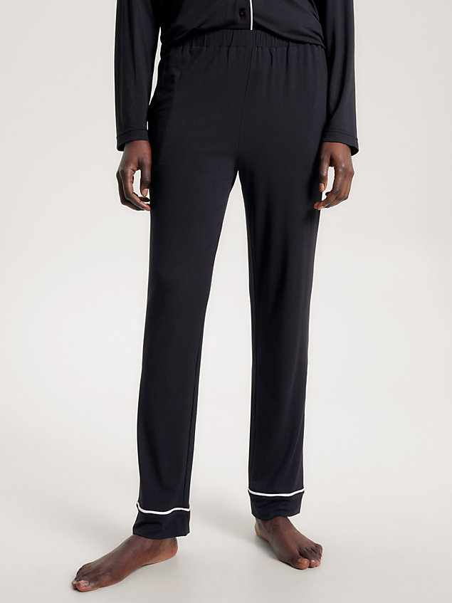 black global stripe piping pyjama bottoms for women tommy hilfiger