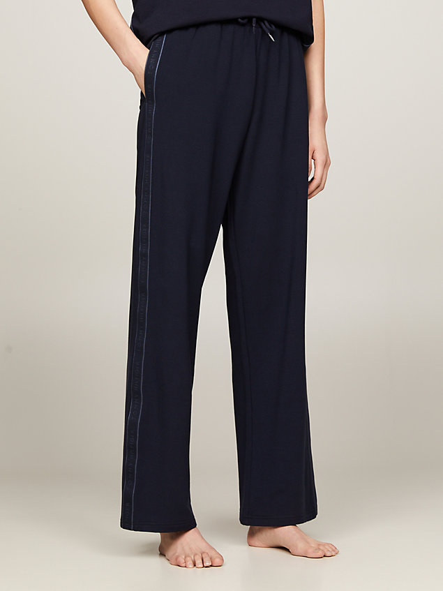 blue th established wide leg lounge trousers for women tommy hilfiger