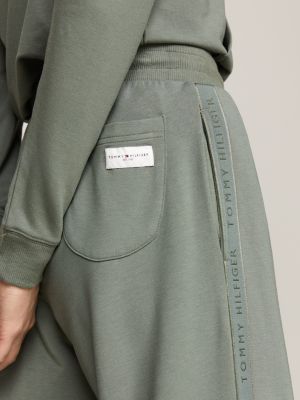 pantalón de pijama con cordón e inscripción verde de mujeres tommy hilfiger