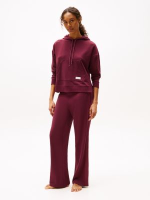 purple pyjamabroek met trekkoord en hilfiger-logo voor dames - tommy hilfiger