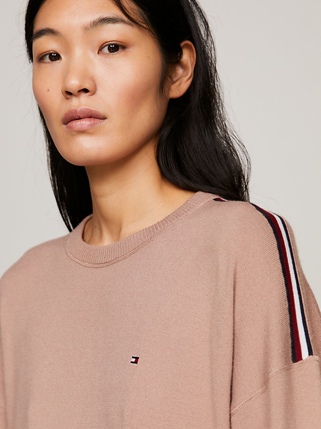 brown global stripe lounge-sweatshirt für damen - tommy hilfiger