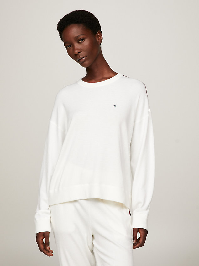 white global stripe scoop neck lounge sweatshirt for women tommy hilfiger