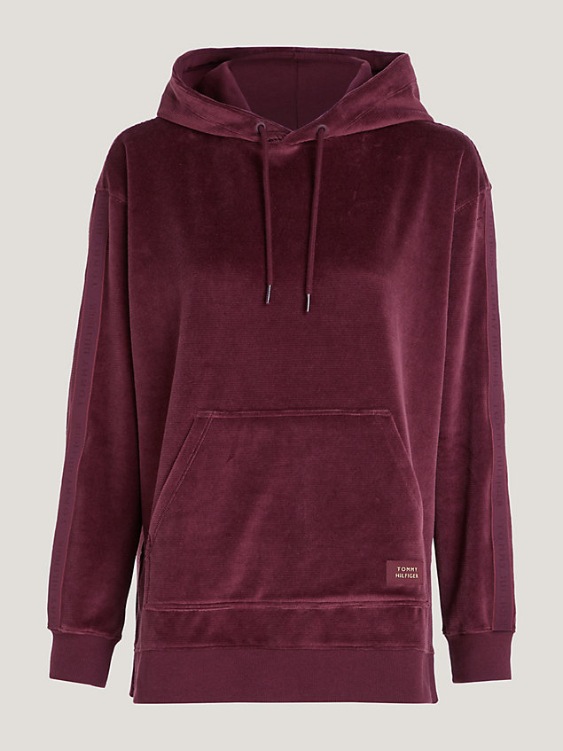 red logo tape velour lounge hoody for women tommy hilfiger