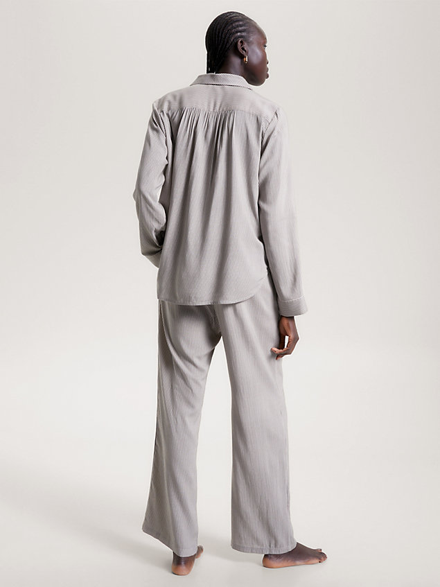 black th established woven stripe pyjama top for women tommy hilfiger